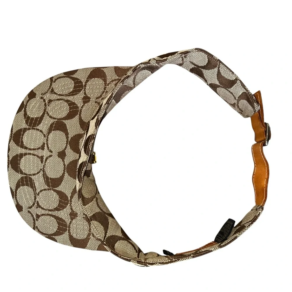Coach Tan and Brown Vintage y2k Signature C Visor Hat - Picture 8 of 9